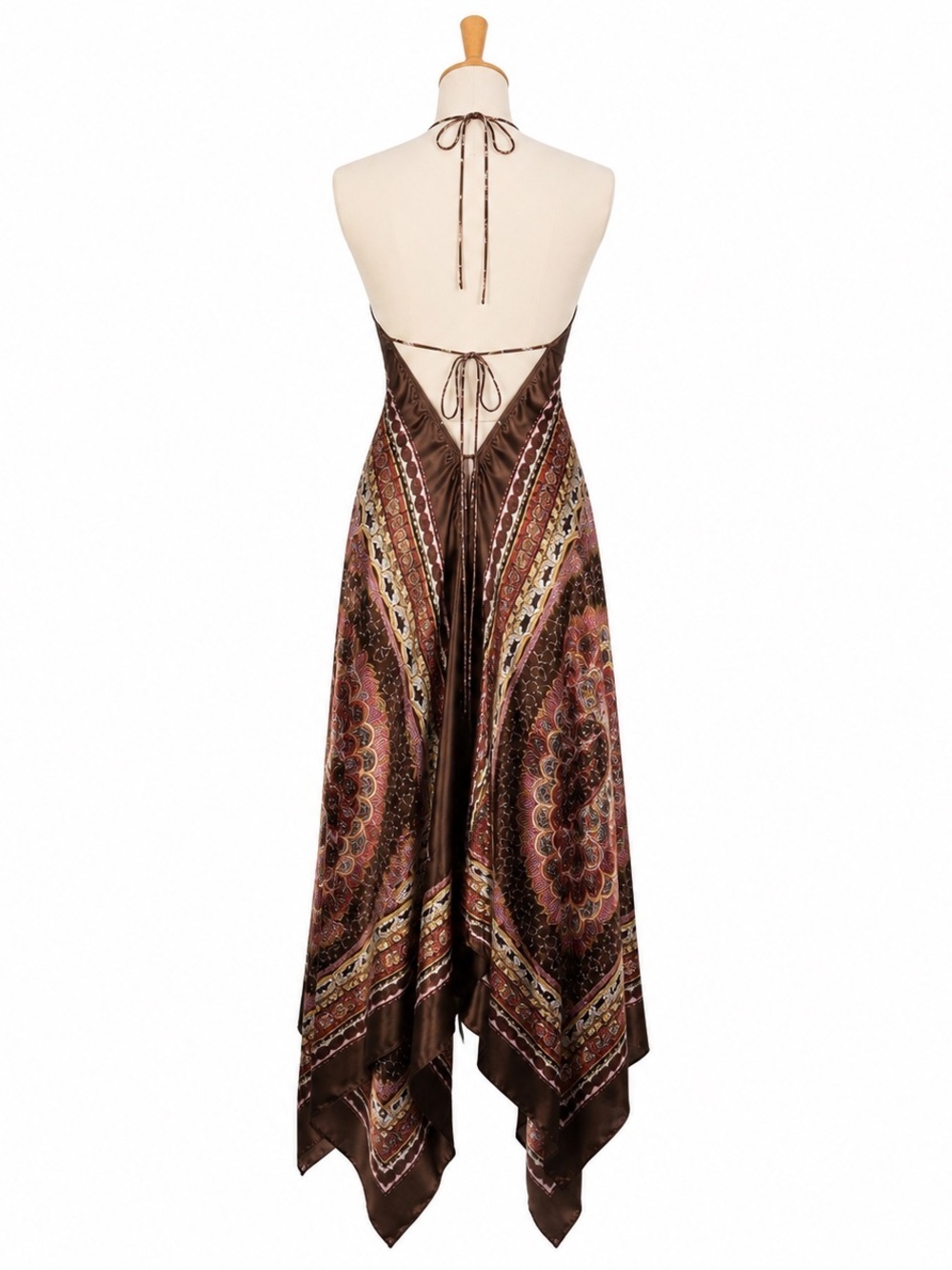 Plunging Halter Maxi Dress in Pink Paisley - Picture 4 of 9